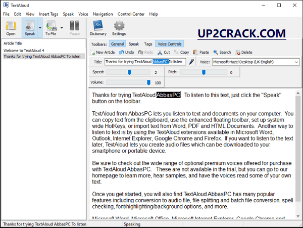 NextUp TextAloud Crack + Serial Key [Torrent] Latest Download